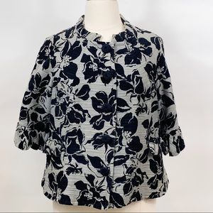 ECI Gray and Black Floral 3/4 Sleeve Jacket 18